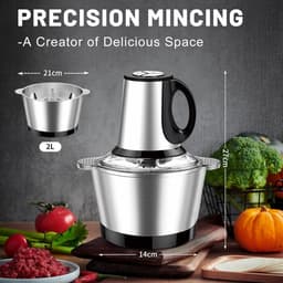 Keuken Chopper - Mini Foodprocessor - Snel Ingrediënten - 3 Snelheden Instelbaar - 14 x 21 x 27 cm - Zilver — thumbnail 4