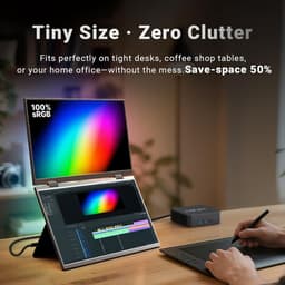 MINIX SF15 FOLD 15.6" Portable Monitor - Touchscreen - IPS Beeldscherm - Laag Blauw Licht - Inclusief Beschermhoes - Full HD - voor Laptops/Studie/Creatieve Projecten/Kantoorsamenwerking - Zwart — thumbnail 7
