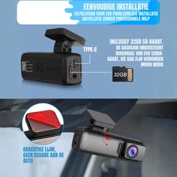 DYNA® Dashcam voor Auto Voor en Achter - Dashcam - Zwart/Grijs- ‎13cm x 6cm x 13cm; 249 g — thumbnail 3