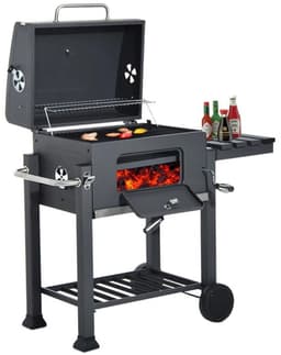 Norvia - Houtskool Barbecue - Houtskoolgrill - Met Deksel - Thermometer - Grilloppervlak 56 × 41,5 cm - Zijtafel - Aslade — thumbnail 5