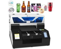 VEVOR A3 UV Professioneel Printer Machine - Flatbed UV Printer voor Acryl, Metaal, Hout, Glas, T-shirts & Flessen - 5760×2880 DPI Hoge Resolutie - Epson 1390 Printkop - 6-Kleuren Inktsysteem met Witte Inkt - Sticker & Label Printer voor Bedrijven