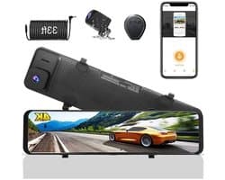 Dashcam – Autocamera – Achteruitkijkspiegel – DVR – Auto Beveiliging – 12 Inch 4K Scherm – GPS Tracking – G-Sensor