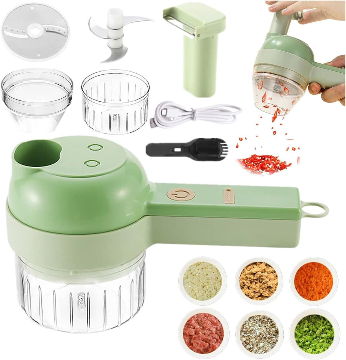 Groentesnijder Electrisch - Groentensnijder Electrisch - Groentesnijder Machine - Elektrische Groentesnijder - Foodprocessor - Uiensnijder — afbeelding 1
