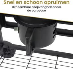 Alora Houtskool Barbecue - Inclusief Spatelset - Geïntegreerde Thermometer, Warmhoudrek, Asopvangbak & Zijtafel - BBQ op Wielen - met Deksel - Zwart — thumbnail 5