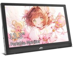 Kenowa 13,3 inch USB-C draagbare FHD 1366 x 768 scherm LCD externe monitor Type-C/HDMI aansluiting voor PS3, PS4, Mac, Raspberry Pi B, Computer, Laptop