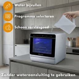 Sommertal SP9 Mini-vaatwasser | Tafelvaatwasser voor 1 tot 5 personen | borden tot 28 cm | 10+1 functies | Kleine compacte vaatwasser | vrijstaand, led, touch, 5 l waterreservoir & vaste aansluiting [energieklasse D] — thumbnail 5