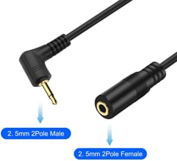 2.5mm TS Audio Verlengkabels (Recht & 90 Graden Hoek) - 1.8m - Geschikt voor Hoofdtelefoon, Camera en MP3 — thumbnail 3