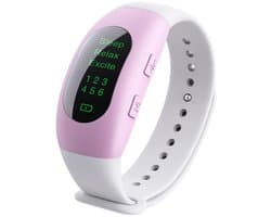 Slimme slaaphulpmiddelen ter verlichting van angst en slapeloosheid; smartwatches met ingebouwde slaapsensoren; roze slaaphorloge.