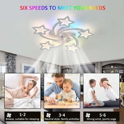 Moderne RGB Plafondventilator met Verlichting, Afstandsbediening en App-bediening — thumbnail 4
