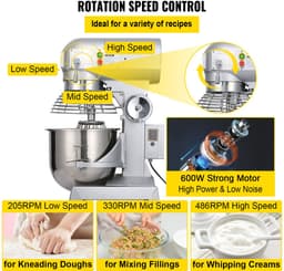VEVOR Deegmixer Keukenmachine Standmixer CommerciëLe Kneedmachine 15 Qt 600W — thumbnail 3