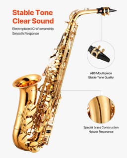 VEVOR Altsaxofoon E Majeur 23 Toetsen Sax Beginnersset met Koffer, Riem en Mondstuk — thumbnail 4