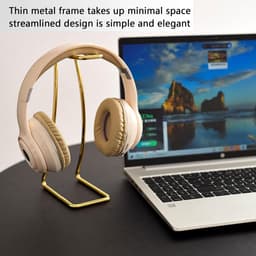 Universele Koptelefoon Standaard - Draaibaar & Stevig - Aluminium - Goud — thumbnail 2