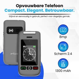 Senioren Telefoon met Extra Batterij - Simlock vrij - Klap GSM - Dubbel Klapbaar scherm — thumbnail 5