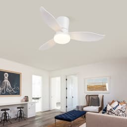 NETTLIFE Plafondventilator met Verlichting - 3 Bladen - Stil - Wit - Dimbaar - 6 Snelheden - Met Afstandsbediening - Voor Slaapkamer & Keuker — thumbnail 4
