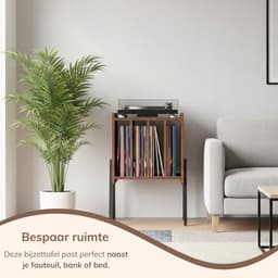 ACAZA LP Opbergsysteem - LP Houder - Vintage Bruin - 45 x 30 x 66 cm (L x B x H) - Vinyl Opbergsysteem - Platenspeler Meubel - Platenkast - Platenhouder - 72 Platen — thumbnail 4
