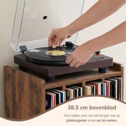 ACAZA LP Opbergsysteem - LP Houder - Vintage Bruin - 45 x 30 x 66 cm (L x B x H) - Vinyl Opbergsysteem - Platenspeler Meubel - Platenkast - Platenhouder - 72 Platen — thumbnail 3