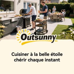 Outsunny Grillwagen - Roestvrij staal, vurenhout - 107 x 49,5 x 92,5 cm - Grijs — thumbnail 5