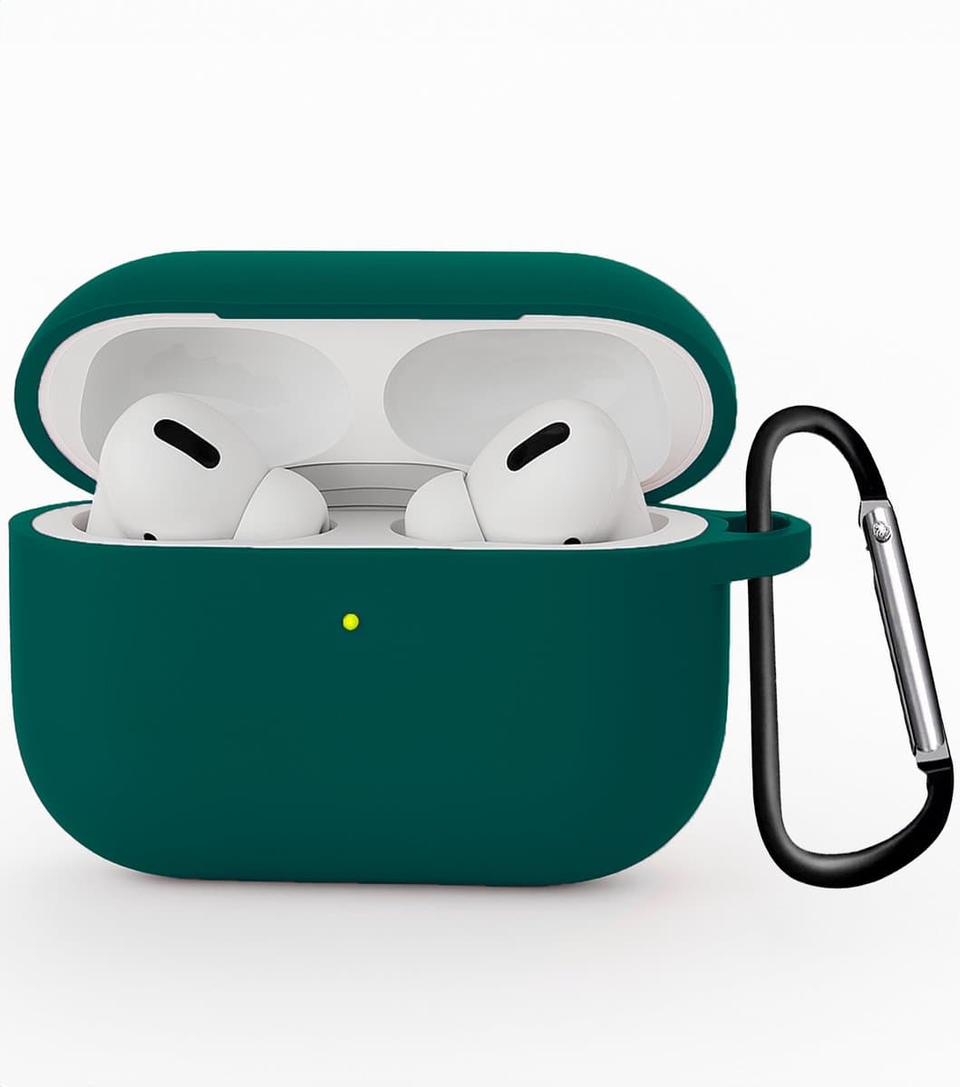 Hoesje - Geschikt voor Apple Airpods Pro 3 - Siliconen Hoes met Clip - Silicone Case Cover - Petrol — afbeelding 1