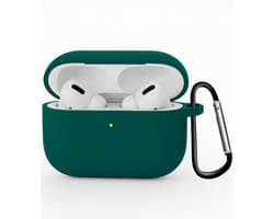 Hoesje - Geschikt voor Apple Airpods Pro 3 - Siliconen Hoes met Clip - Silicone Case Cover - Petrol