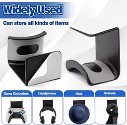 Bureau onderkant headset hanger - koptelefoonhouder onder bureau - headset hanger under desk - Zelfklevend - Voor gaming setup - Kantoorwerkplek - 2 Stuks - zwart — thumbnail 3