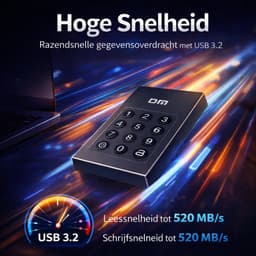 Perfect Speed Externe schijf SSD 256GB - Pincode beveiliging - USB-C - 520MB/s — thumbnail 3