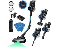 Ølven Steelstofzuiger CleanMax - 2 Accu's - Draadloos - 400W - Kruimelzuiger - 110Min Accu - Stofzuiger Zonder Zak - Aroma Functie