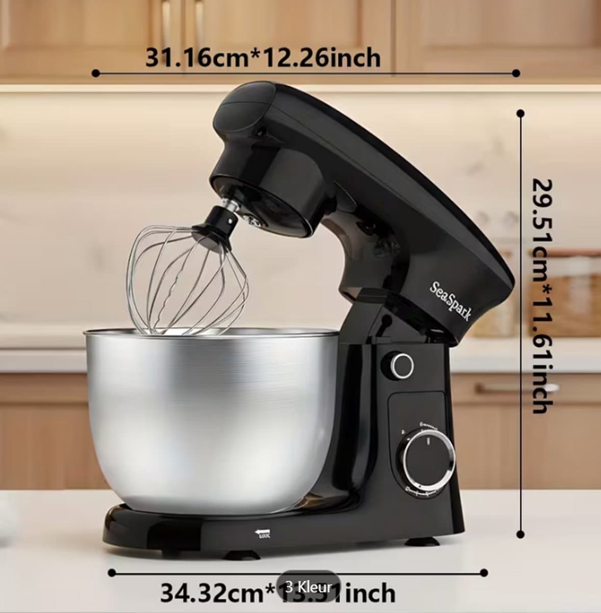 3-IN-1 Keukenstaande Mixer, 10-snelheden Kantelbare Mixer met Pulsfunctie, Inclusief 5,5L RVS Kom, Deeghaak, Mixer, Eierklopper, Spate,Roeren, Noedels kneden, Eieren kloppen, Slagroom, Afwijzen — afbeelding 1