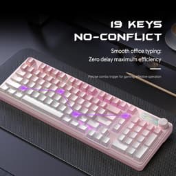 Furycube IP98 PRO - Mechanisch-Feeling Gaming Toetsenbord - 98 Toetsen - RGB Verlichting - Draadloos & Bedraad - 5000mAh Batterij - Roze — thumbnail 4