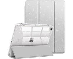 Transparante Glitter Hoes voor iPad Air 11 Inch (M3/M2) en 10.9 Inch (5e/4e Gen) - Dunne Beschermhoes met Potloodhouder