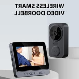 Premium - Draadloze Intercomdeurbel - Videobewaking - HD Scherm - Slim - 2,4G - Draadloos - Geschikt voor Deur - Zwart - 4,3 inch - IPS Scherm - Draadloze Visuele Intercomdeurbel met Scherm - Slimme - Intellig - 13MP - Zwart - Model 4.3 - Rood — thumbnail 1