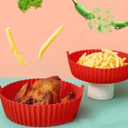 2-stuks Bakplaat - Siliconen bakplaat - Siliconen bakplaat voor airfryer - Oven-airfryeraccessoire - Herbruikbaar - Gemakkelijk schoon te maken - Geschikt voor bakken in de oven, keuken, broodbakmat, thuisgebruik, enz. - Roze — thumbnail 6