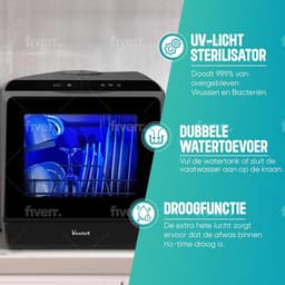 Mini vaatwasser - Kleine afwasmachine - 5 programma's - Energieklasse D - Appartement — thumbnail 5