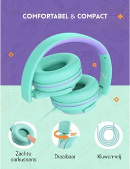 Intelectro Kinderheadset 2 PACK - Kristalhelder Geluid en Comfort, Perfect voor Kinderen! - Comfortabel en Opvouwbaar Ontwerp - Helder Geluid - Ingebouwde Microfoon - Volumebegrenzing - Audiosplitter Inbegrepen - Levering Sneller dan Aangegeven! — thumbnail 5
