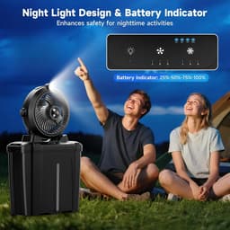 Draagbare Ventilator met Verkoelende Verstuiving en LED Verlichting - Oplaadbaar 20.000 mAh — thumbnail 2