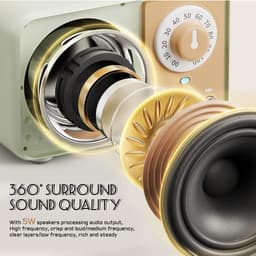 Verbeterde retro Bluetooth-luidspreker, vintage radio met ouderwetse klassieke stijl, Bluetooth 5.1 draadloze verbinding, ondersteuning TF-kaart, U-schijf en AUX-audio-ingang (oranje) — thumbnail 5