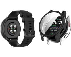 Strap-it Siliconen band Zwart + TPU Case Zwart - Geschikt voor Samsung Galaxy Watch 7 40mm - Bescherming hoesje voor Galaxy Watch 7 40mm smartwatch - Sport band zwart + TPU Case zwart