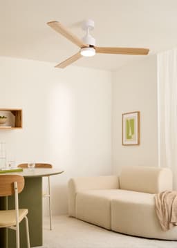 CREATE - Stille plafondventilator 40W met licht - Wit / Licht hout - Ø152cm - WIFI + Afstandsbediening - WIND MODERN — thumbnail 5