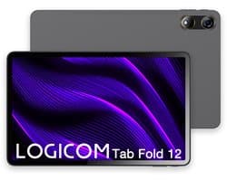 Logicom - Tablet 12 Fold - 128GB - 12 Inch - 6GB RAM - 2K Resolutie - Octa Core - Wifi - Android 15 - Inclusief Beschermhoes - Grijs
