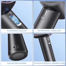 FUNJEO GF02 Draagbare Handventilator, Snelheid (1-199) Instelbare Windniveaus, 2.0 Snelladen, 3500 mAh Batterij, voor Reizen/Sport/Kamperen/Werk (Wit) — thumbnail 3