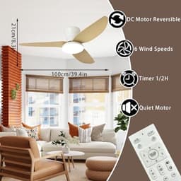 Large Ceiling Light with Fan Living Room Dimmable Remote LED Ceiling Light With Fan Reversible Silent DC Lamp With Ceiling Fan Slim Modern for Bedroom, Living Room — thumbnail 5