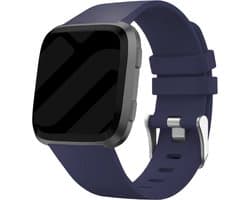 Siliconen Smartwatch bandje - Geschikt voor Fitbit Versa / Versa 2 silicone band - donkerblauw - Strap-it Horlogeband / Polsband / Armband - Maat: Maat S