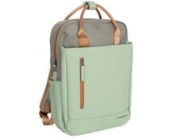 Ferron Miami Rugzak 9L Waterafstotende Laptop Rugtas 13 inch Schooltas en Werktas van PU Nylon Comfortabel Sage Green