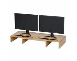 Monitorstandaard 2 schermen - verstelbaar - 74-105 cm - bamboe