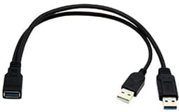 USB 3.0 Vrouwelijk naar Dubbele USB Mannelijke Y-Kabel voor Extra Stroom en Data — thumbnail 3