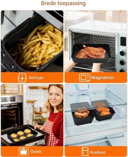 TOVBMUP Airfryer-accessoires - Geschikt voor Ninja Af500 - 1 10,4L en 2 5,2L - Herbruikbare siliconen bakplaten - Geschikt voor Dual Zone Airfryers - Geschikt voor Ninja Airfryer-accessoires - Zwart — thumbnail 7