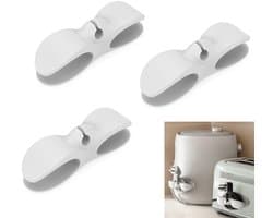 3-stuks Snoerorganizer voor apparaten - Zelfklevende snoerorganizer - Met sterke lijm - Bevestigt snoeren - Handig en netjes - Geschikt voor airfryers, koffiezetapparaten, blenders, broodroosters - Wit