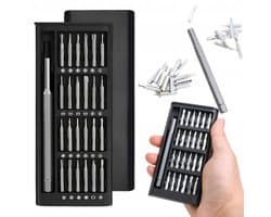 Precisie Schroevendraaier Bitset – Magnetisch – 24-delige Set met Schroevendraaier + Luxe Koffer – Voor Elektronica, Horloges, Telefoons & Laptops – Zilver