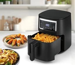 Airfryer - Heteluchtfriteuse 4 Liter met Touchscreen - Airfryer met 9 Functies en 8 Programma's - Vetarm Frituren, Bakken en Grillen - Inclusief Vaatwasserbestendige Accessoires - Geschikt voor 4 Personen — thumbnail 5