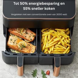 MKSS® Dubbele Airfryer XXXL - Duo Heteluchtfriteuse - Geschikt voor Accessoires - Zwart en Roségoud — thumbnail 7