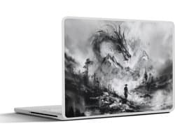 Laptop sticker - 11.6 inch - Krijger - Draak - Grijs - 30x21cm - Laptopstickers - Laptop skin - Cover